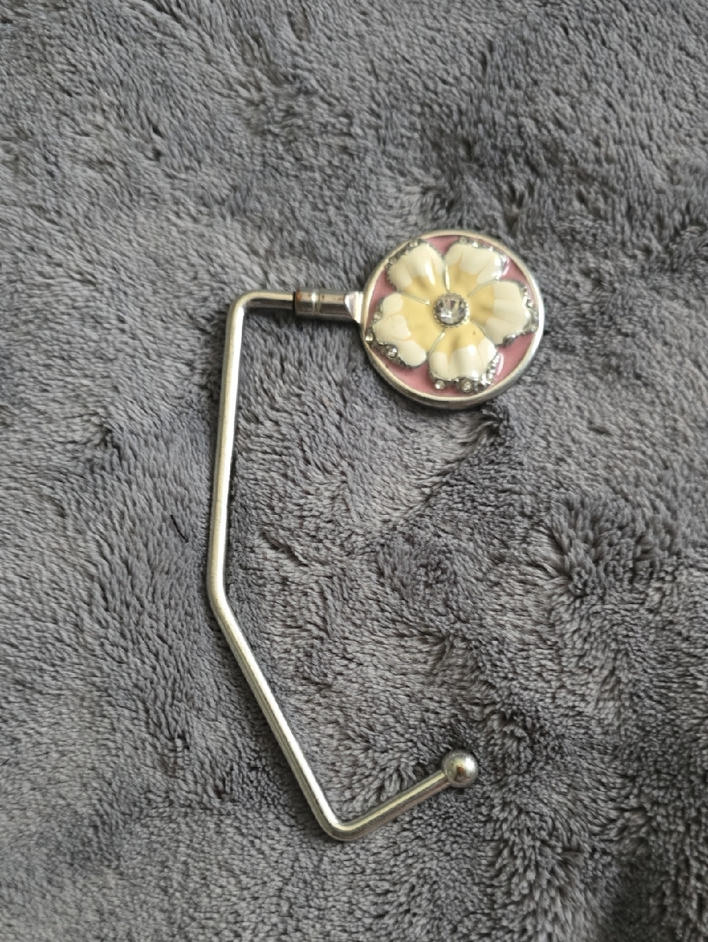 Handbag Hook with Pink and Cream Floral Accent